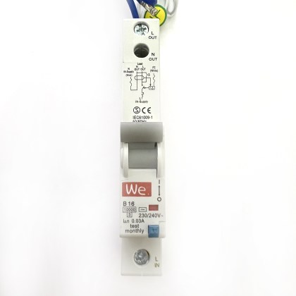 We Wyverne Electrical WERCBO B16 16A 16 Amp 30mA RCBO Circuit Breaker Type AC